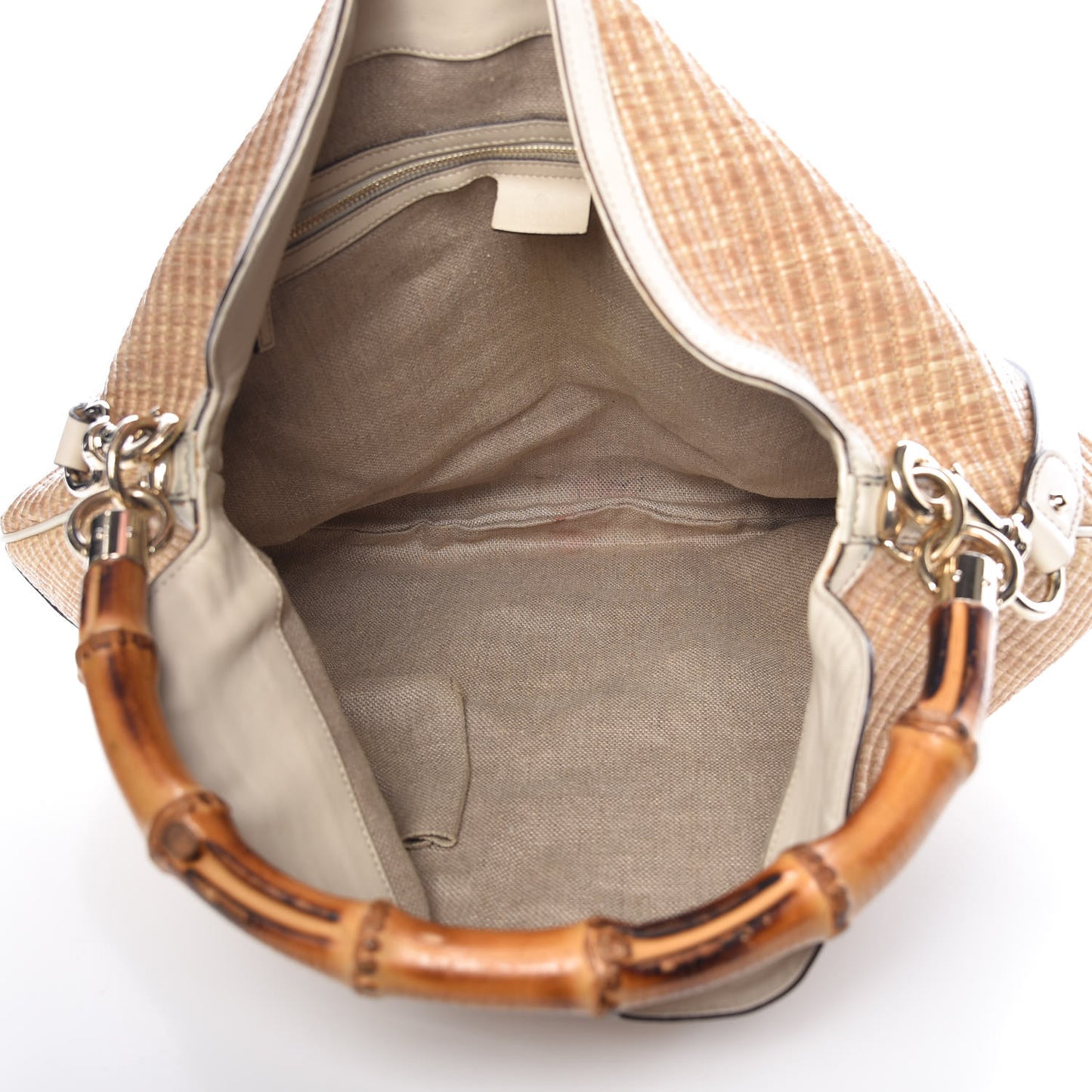 Straw Peggy Bamboo Handle Hobo