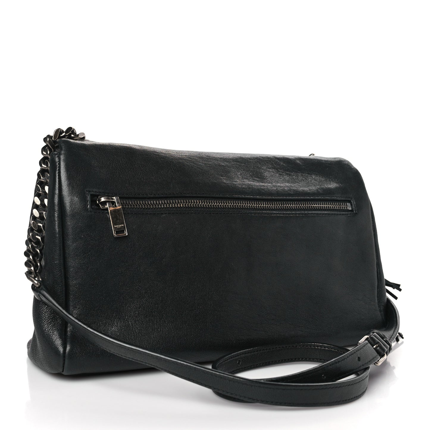 Sheepskin Medium West Hollywood Monogram Fold-Over Bag Black