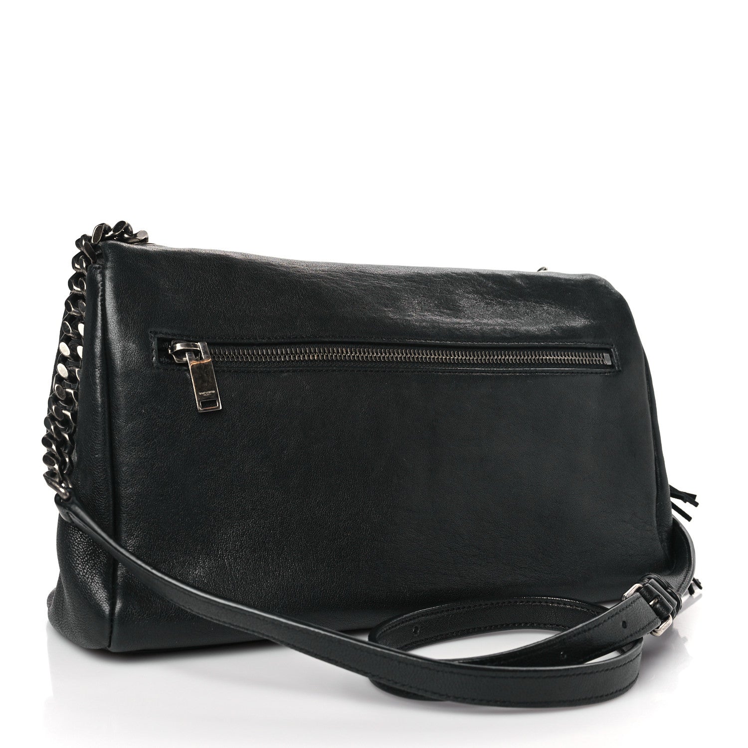 Saint Laurent Sheepskin Medium West Hollywood Monogram Fold-Over Bag Black 3 of 9