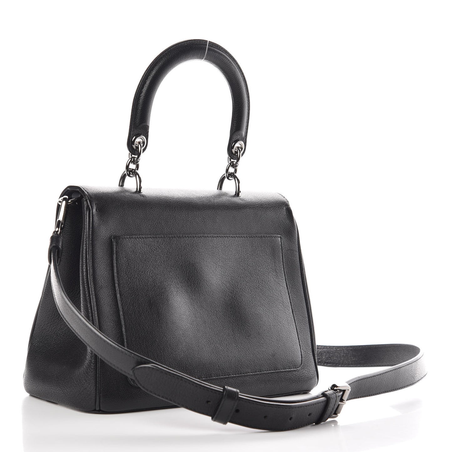 Grained Calfskin Medium Be Dior Flap Black