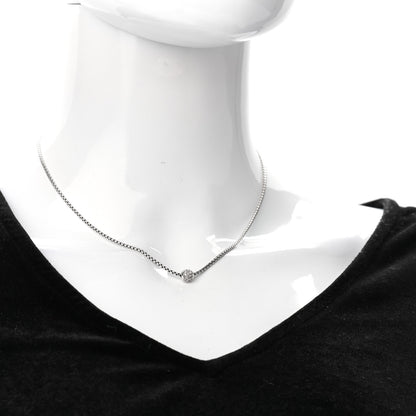 David Yurman Sterling Silver 18K White Gold Diamond Pave Ball Box Chain Necklace 2 of 5