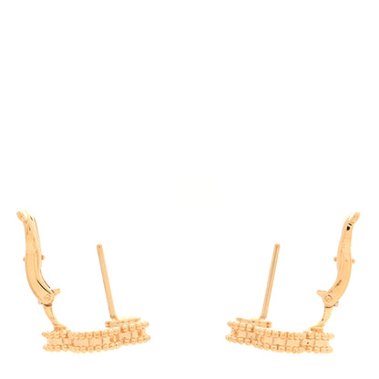 Van Cleef & Arpels 18K Yellow Gold Guilloche Vintage Alhambra Earrings 3 of 5