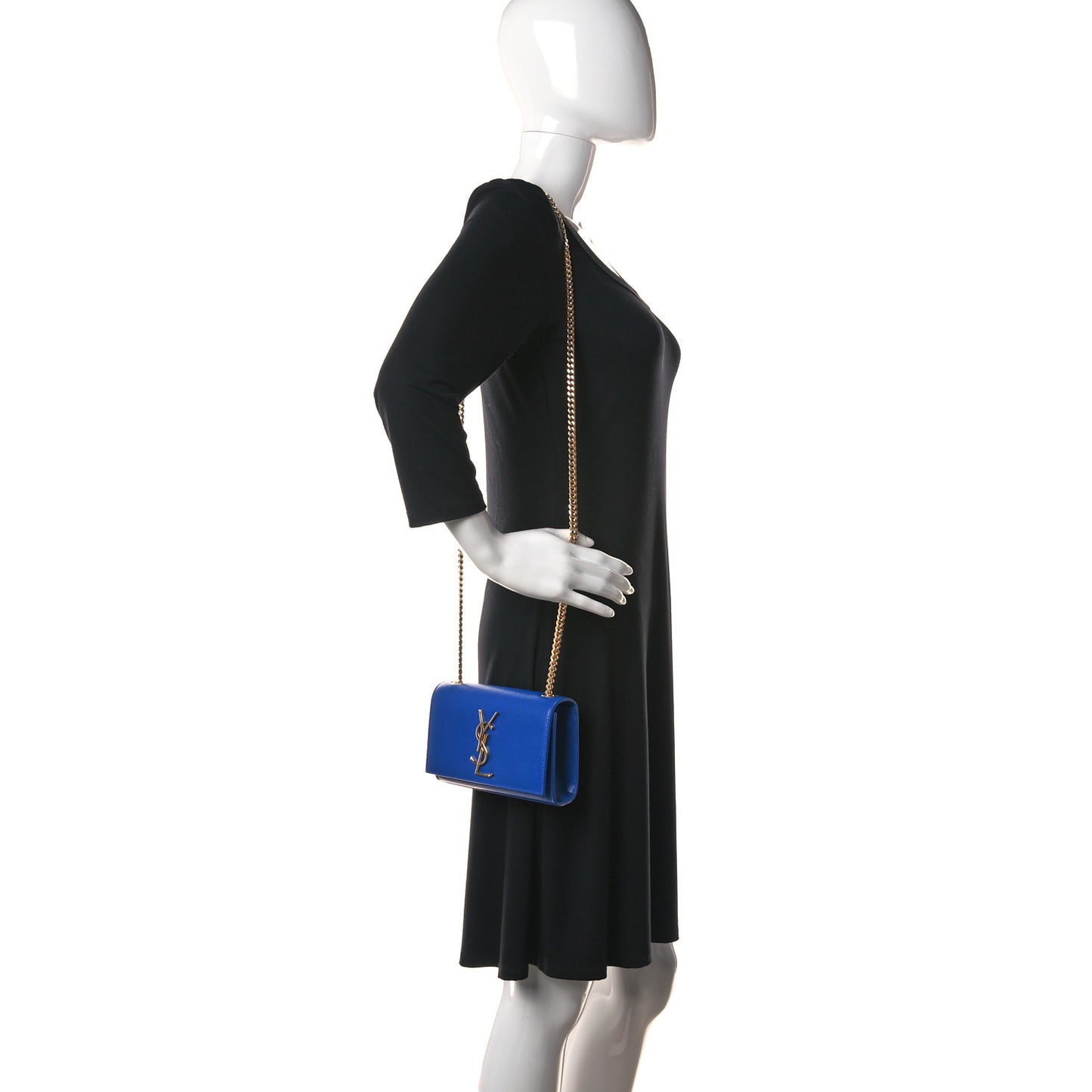 Grain De Poudre Small Classic Monogram Kate Satchel Electric Blue