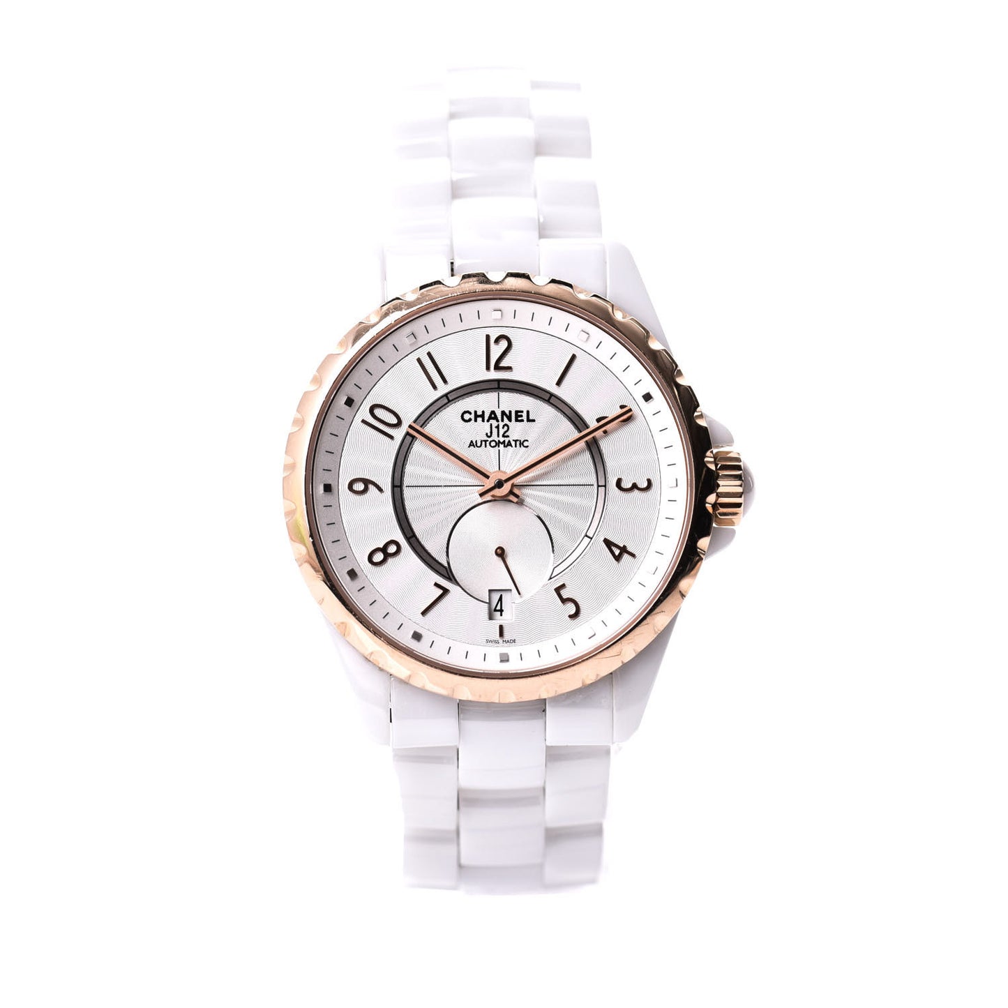 Stainless Steel 18K Beige Gold Ceramic 36.5mm J12 Automatic Watch White