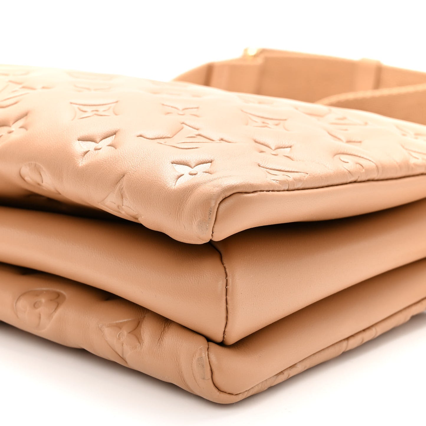 Lambskin Embossed Monogram Coussin PM Camel