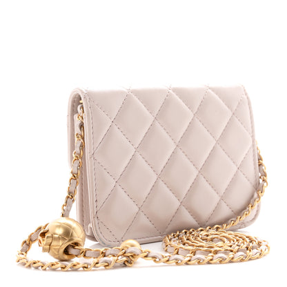 Chanel Lambskin Quilted CC Pearl Crush Wallet on Chain WOC Light Purple 3 of 13