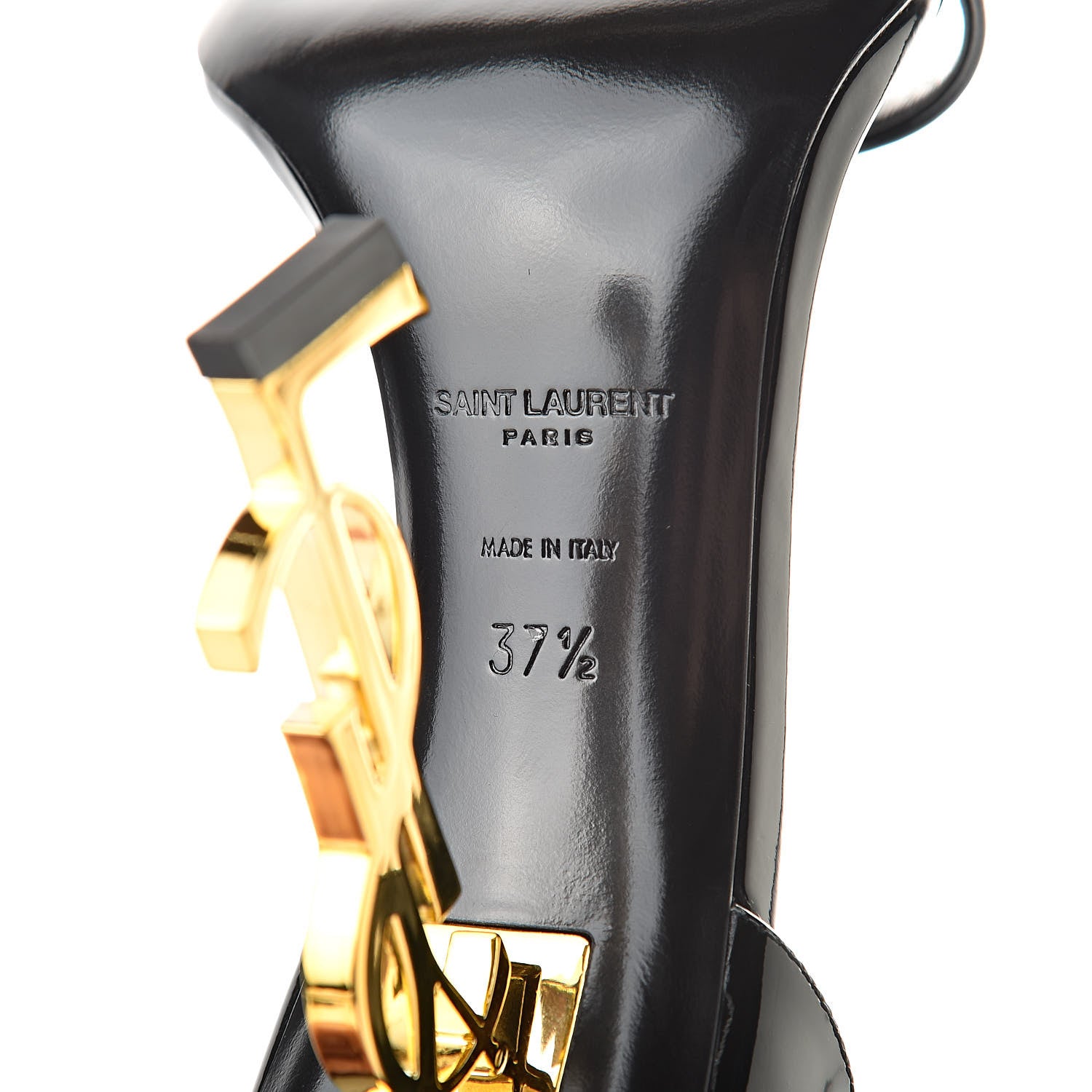 Saint Laurent Patent Opyum 110 Sandals Black 37.5 Black Gold 7 of 8