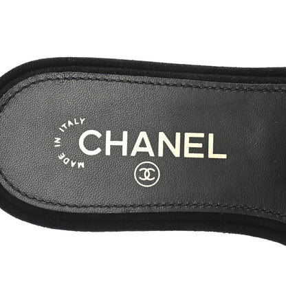 Chanel Pearl Embroidery CC Mules 37 Black White 6 of 7