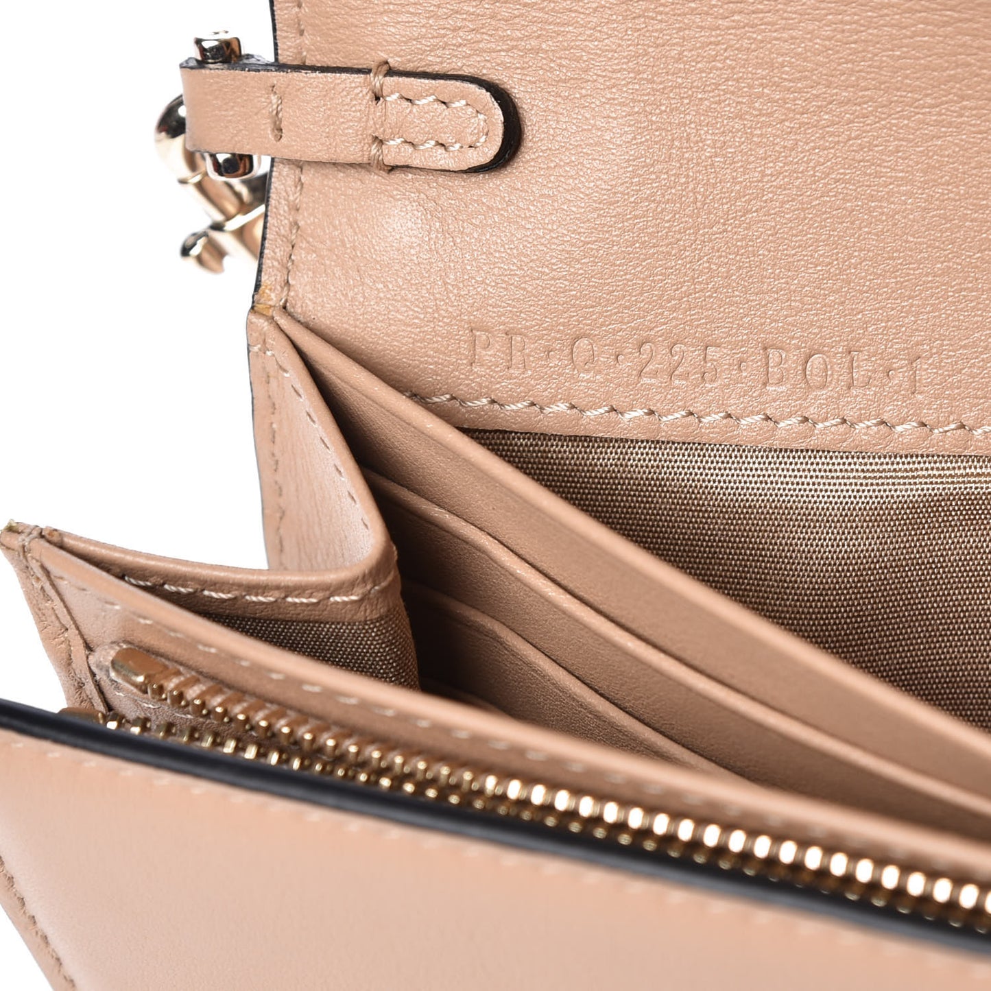Calfskin Rockstud Wristlet Travel Wallet Camel Rose