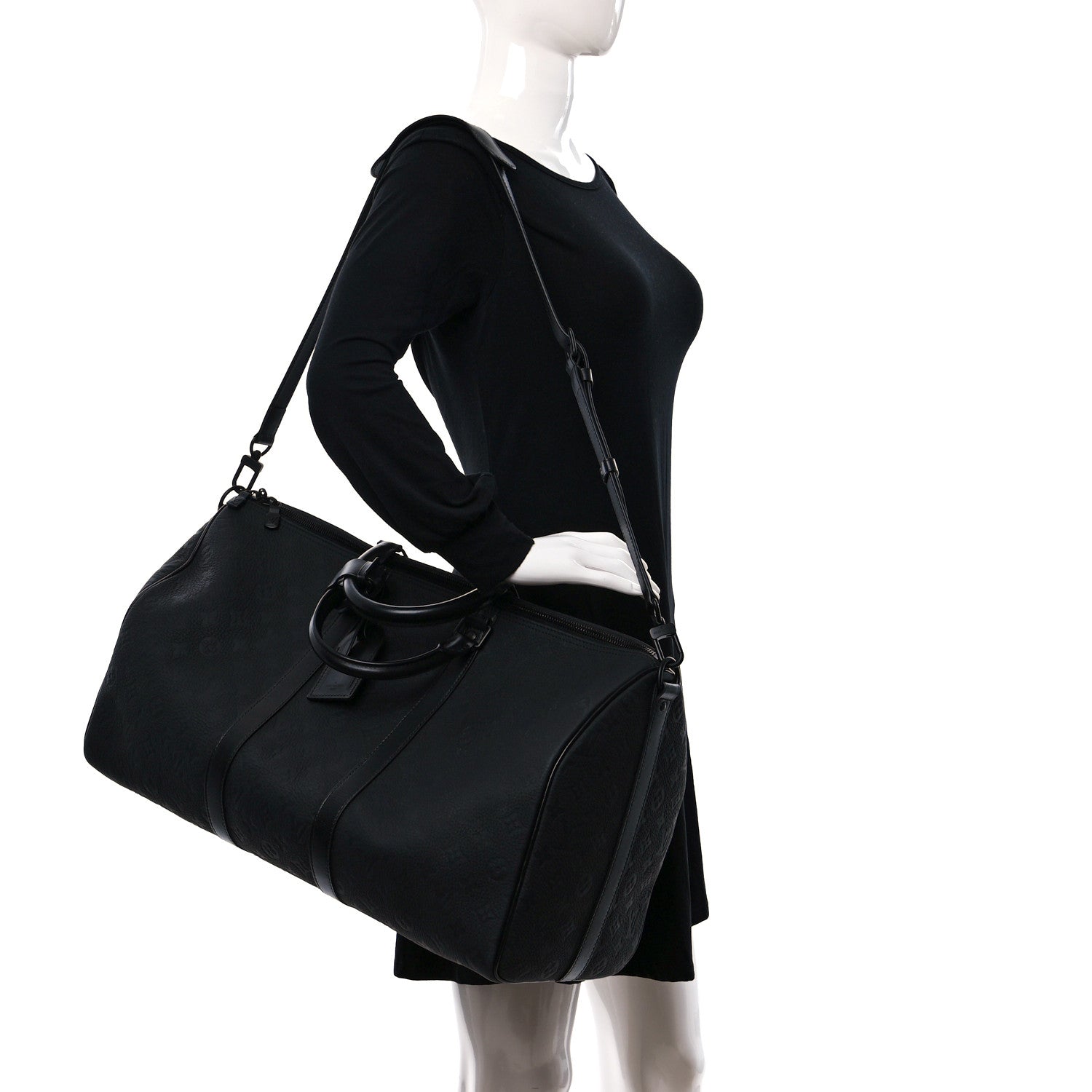 Louis Vuitton Taurillon Monogram Keepall Bandouliere 50 Black 2 of 12