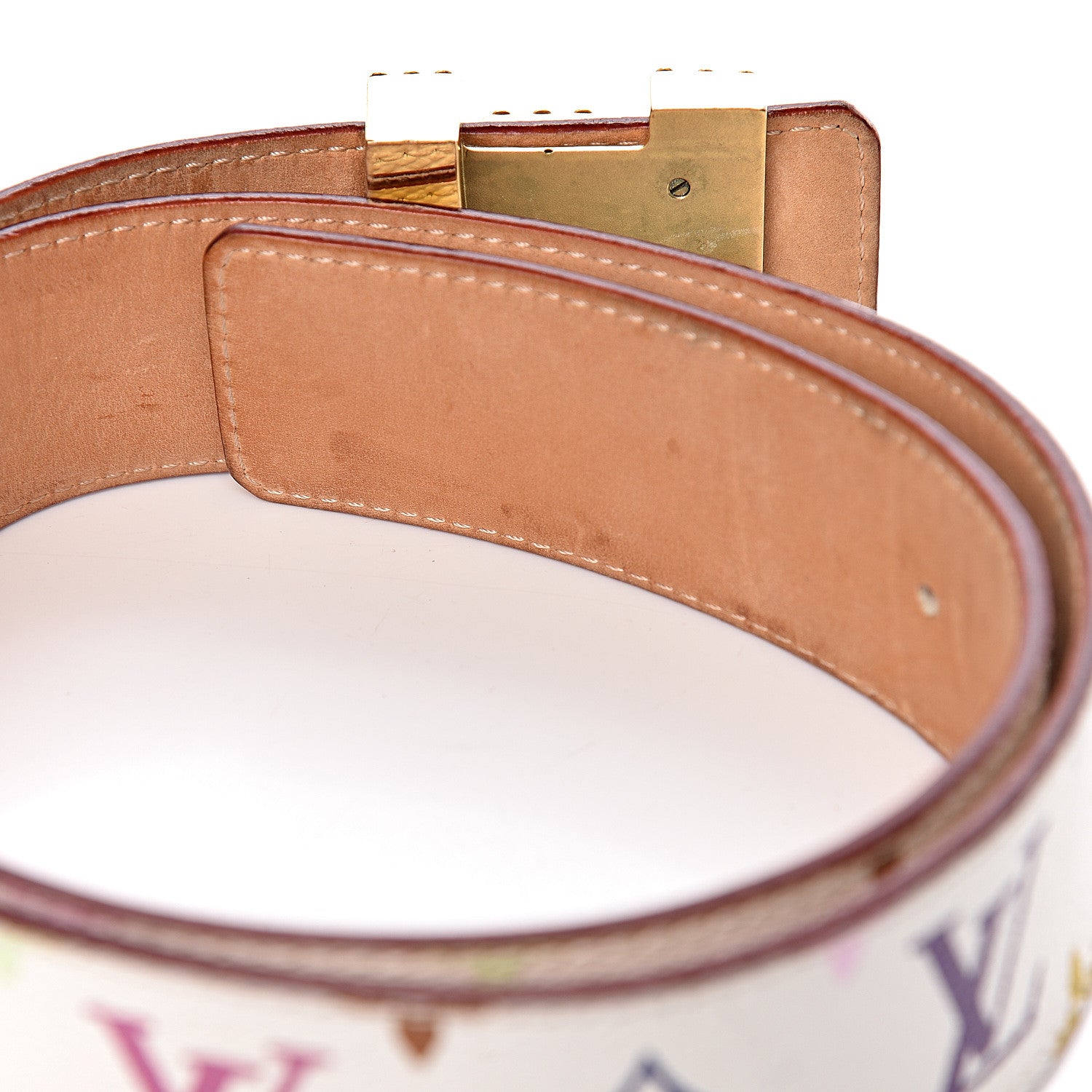 Louis Vuitton Monogram Multicolor Studded LV Initiales Belt 80 32 White 6 of 9