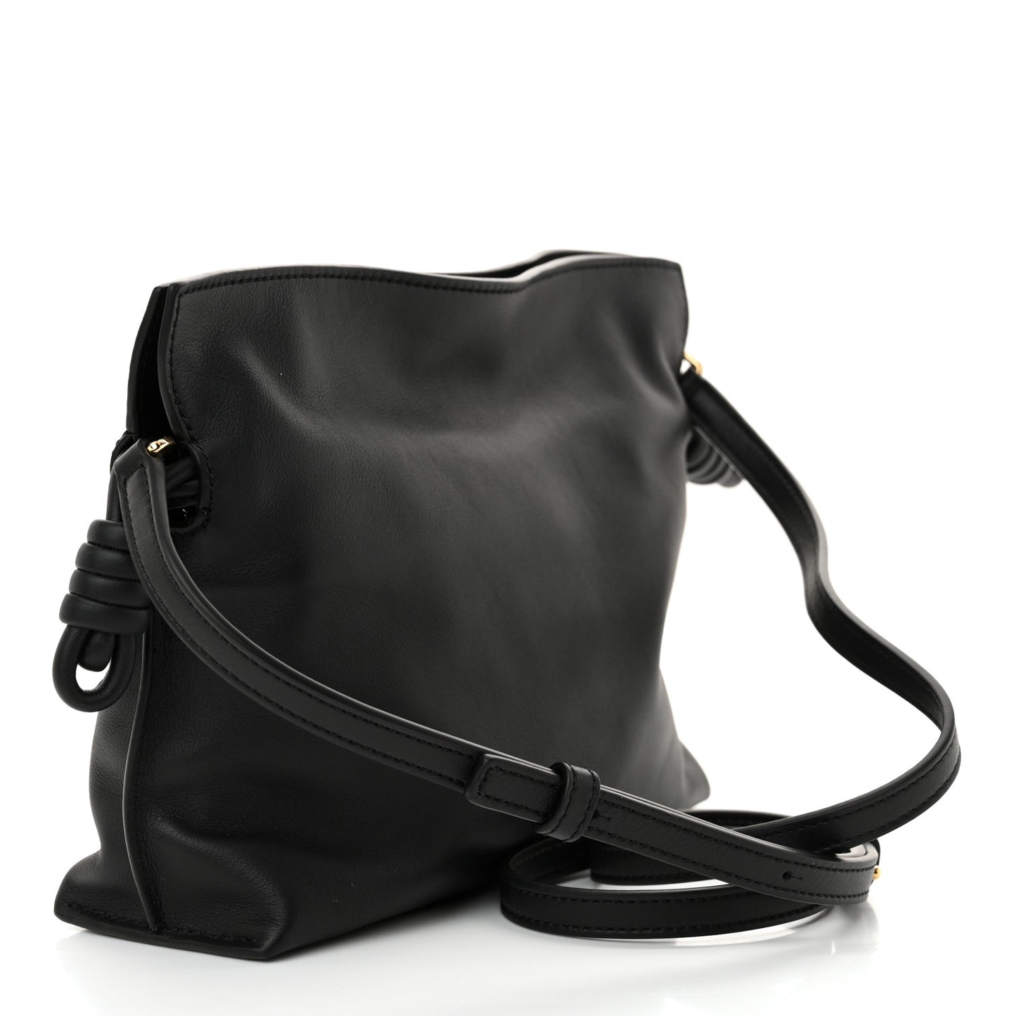 Calfskin Mini Flamenco Knot Clutch Black