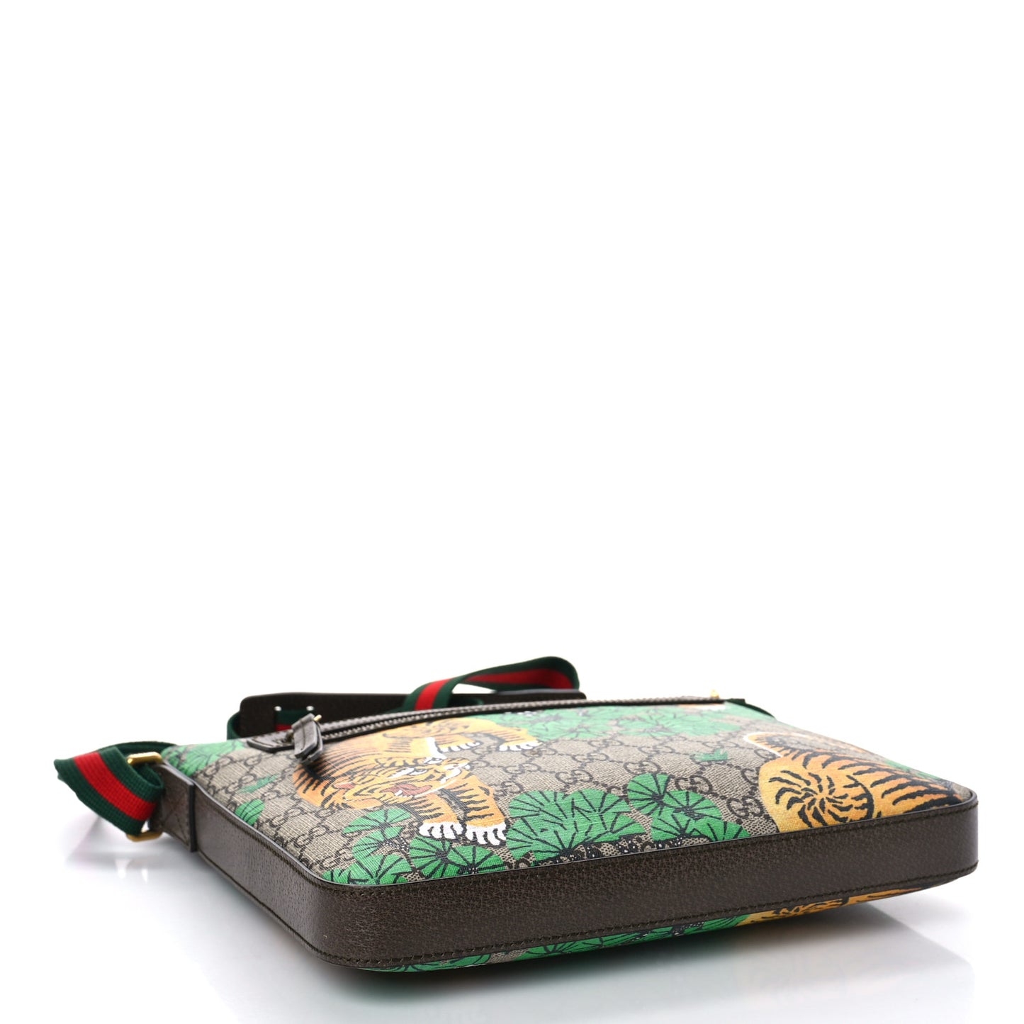 GG Supreme Monogram Bengal Web Medium Flat Messenger Beige Yard