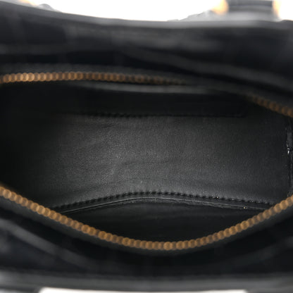 Balenciaga Shiny Supple Calfskin Crocodile Embossed Neo Classic Gold Hardware Nano City Crossbody Black 5 of 10