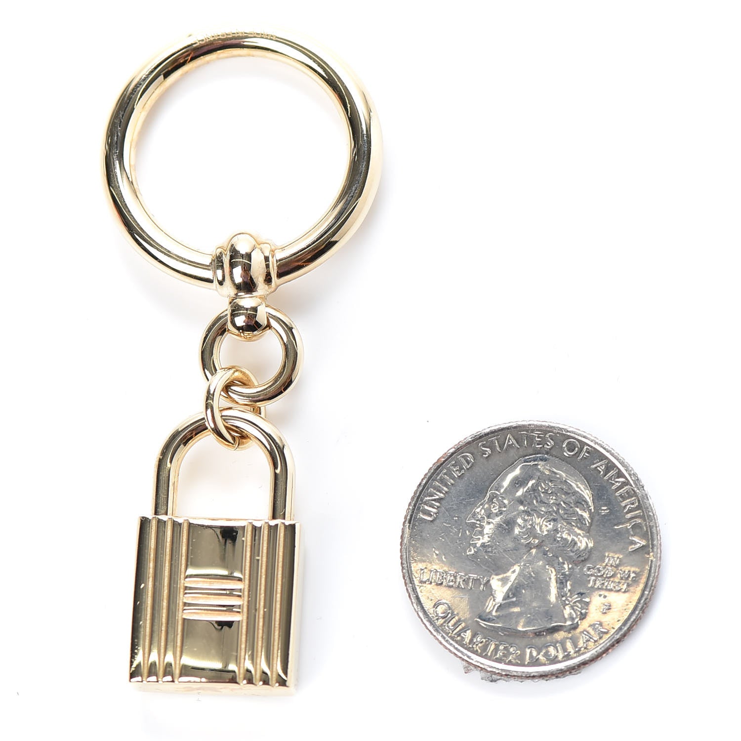 Hermes Permabrass Loop Charms Cadenas Scarf Ring Gold 2 of 4