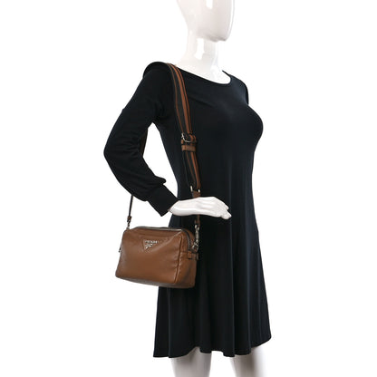 Prada Vitello Daino Soft Medium Double Zip Shoulder Bag Caramel 2 of 9