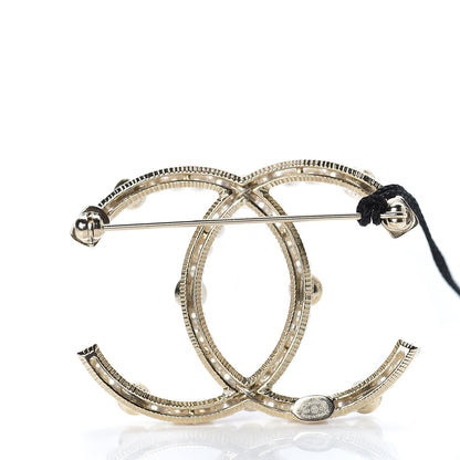 Chanel Pearl Crystal CC Charms Brooch Gold 3 of 5