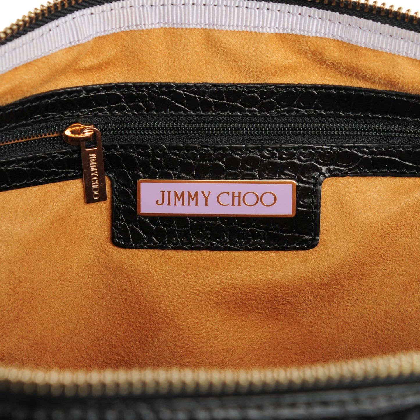 Crocodile Embossed Pony Hair Leopard Print Satchel Black