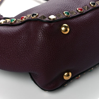 Valentino Garavani Grained Calfskin Small Rockstud Rolling Tote Rubin 8 of 9