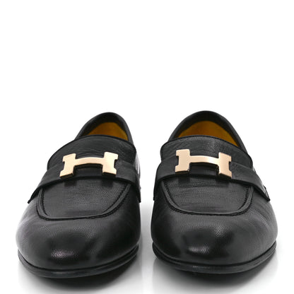 Hermes Goatskin Womens Paris Loafers 38.5 Black 2 of 9