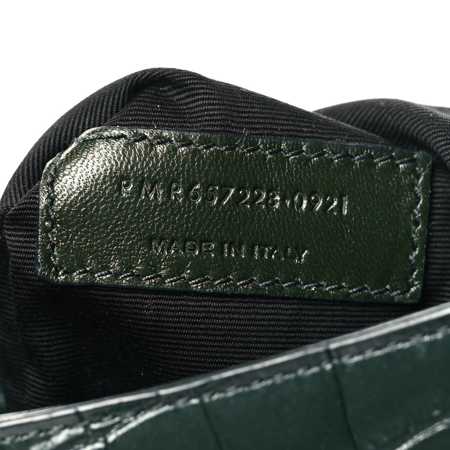 Saint Laurent Calfskin Crocodile Embossed LE 5 A 7 Hobo Vert Fonce 7 of 10