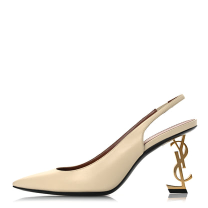 Saint Laurent Calfskin Opyum 85 Slingback Pumps 38 Real Beige 1 of 12