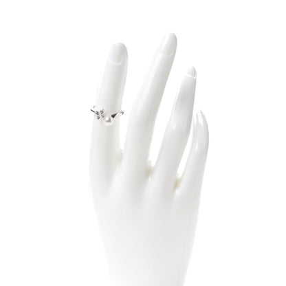Mikimoto 18K White Gold Diamond Akoya Pearl 6mm Flower Ring 51 5.75 2 of 5