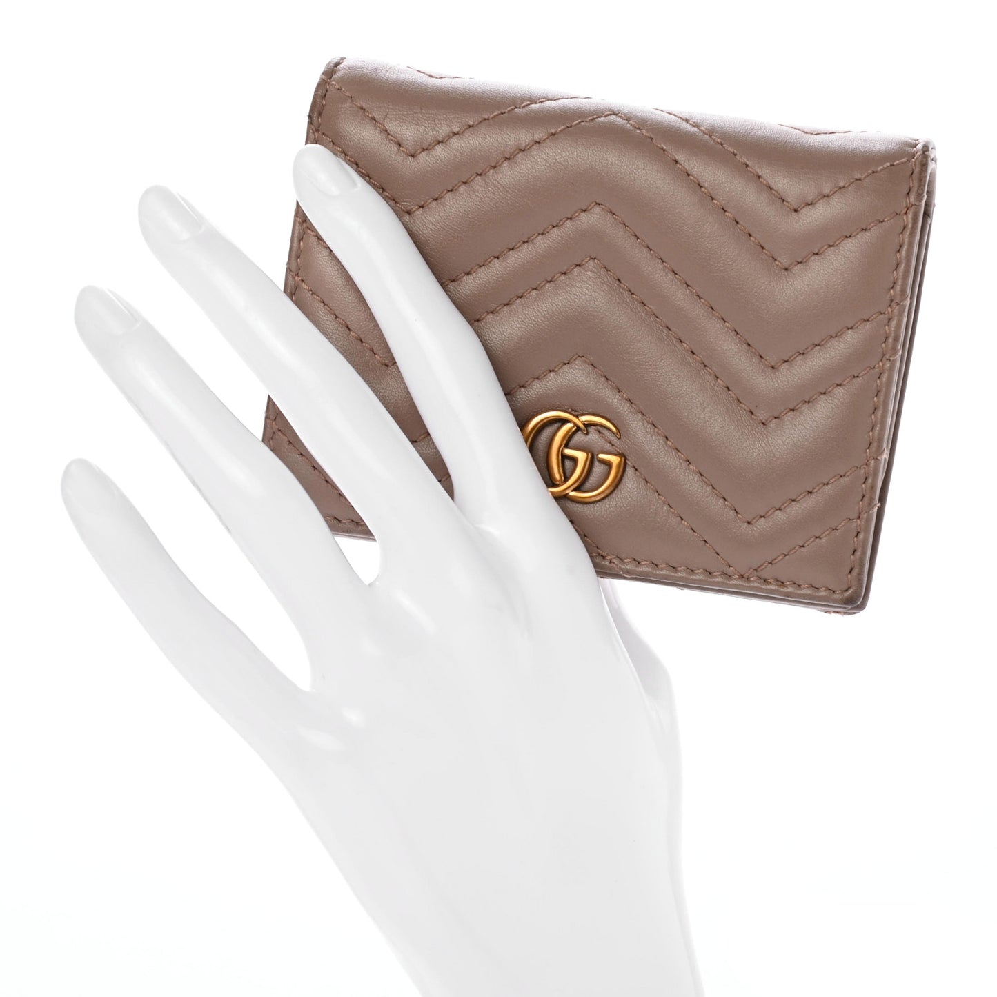 Calfskin Matelasse GG Marmont Card Case Wallet Porcelain Rose