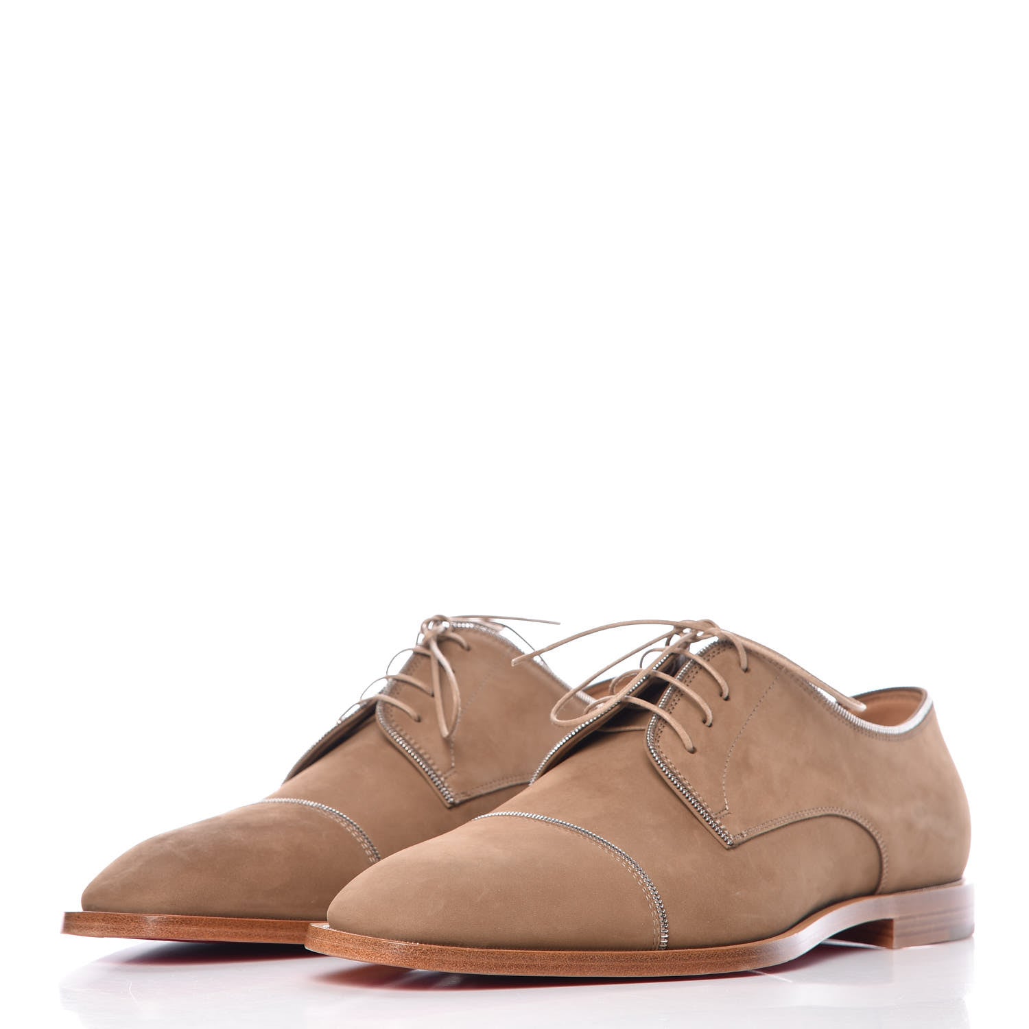 Christian Louboutin Nubuck Mens Top Daviol Zip Flat 43 Beige Silver 3 of 9