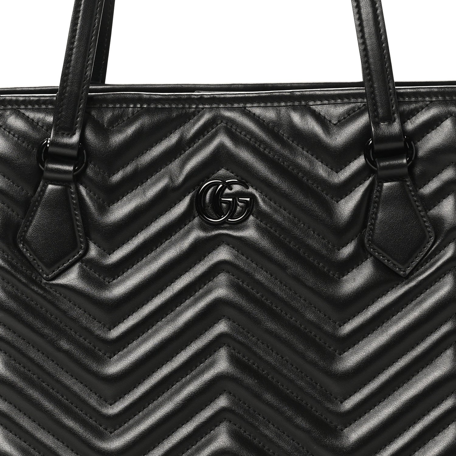 Gucci Calfskin Matelasse Monochrome Large GG Marmont Tote Bag Black 8 of 10