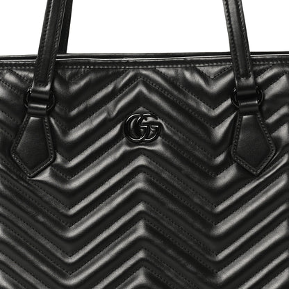 Gucci Calfskin Matelasse Monochrome Large GG Marmont Tote Bag Black 8 of 10