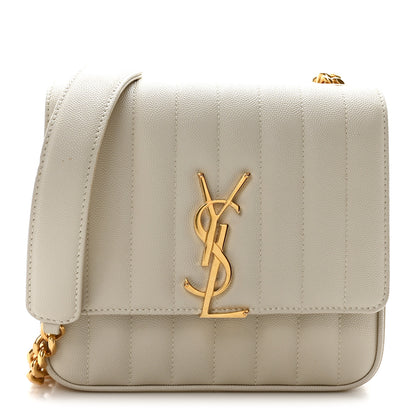 Saint Laurent Grain De Poudre Matelasse Monogram Medium Vicky Chain Bag Crema Soft 1 of 10