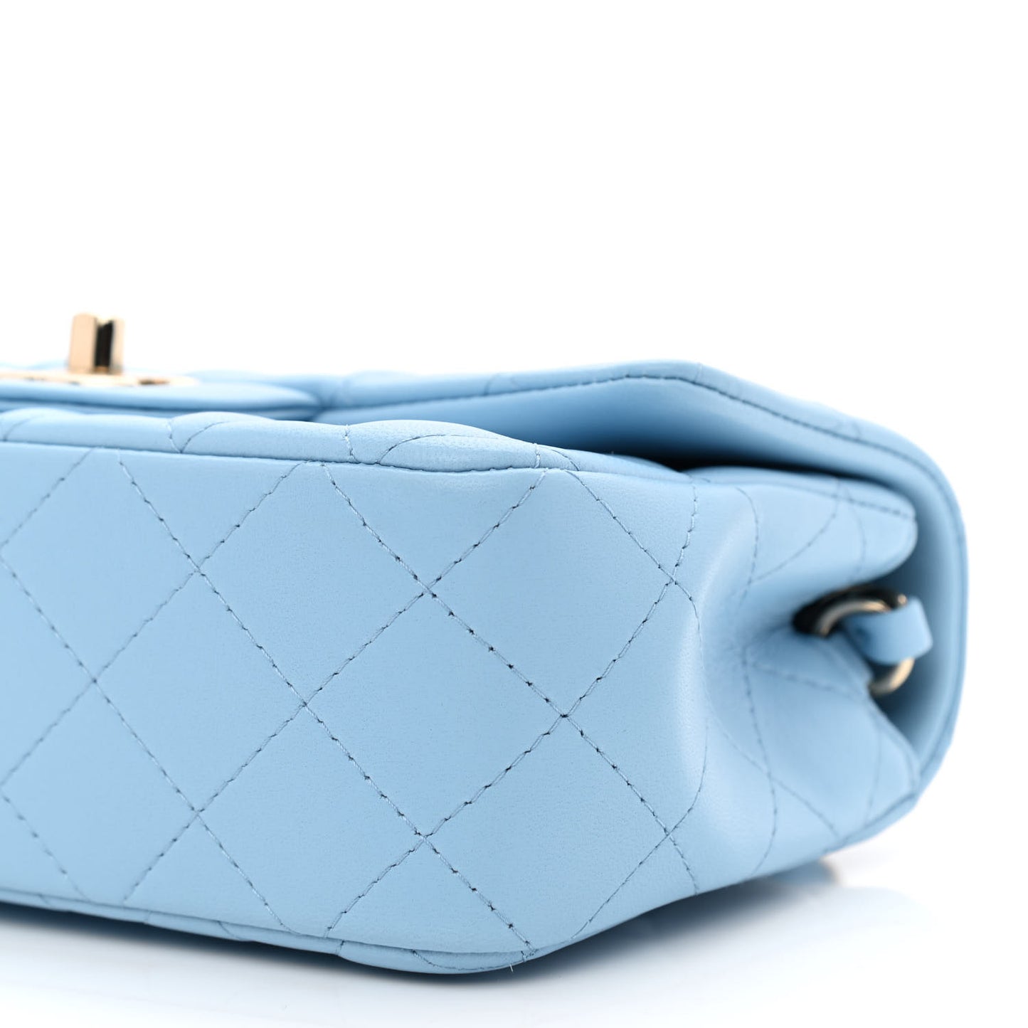 Lambskin Quilted Mini Rectangular Flap Light Blue