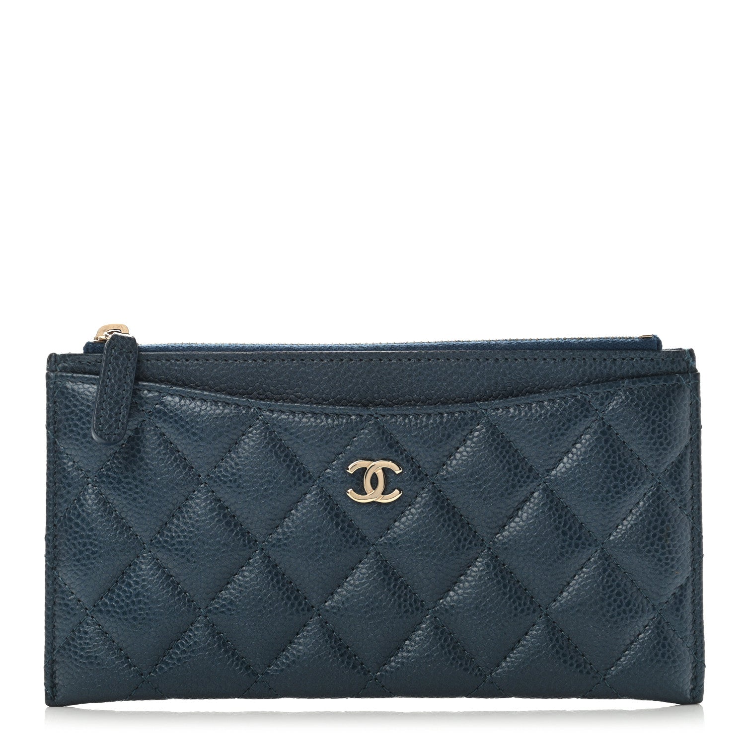 Chanel Iridescent Caviar Quilted Classic Zip Pouch Navy 1 of 6