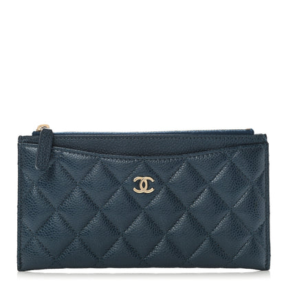 Chanel Iridescent Caviar Quilted Classic Zip Pouch Navy 1 of 6