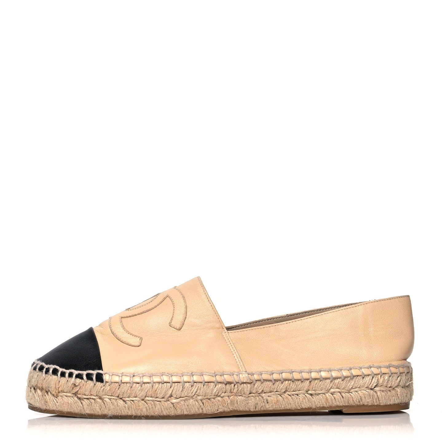 Lambskin CC Espadrilles 41 Beige Black