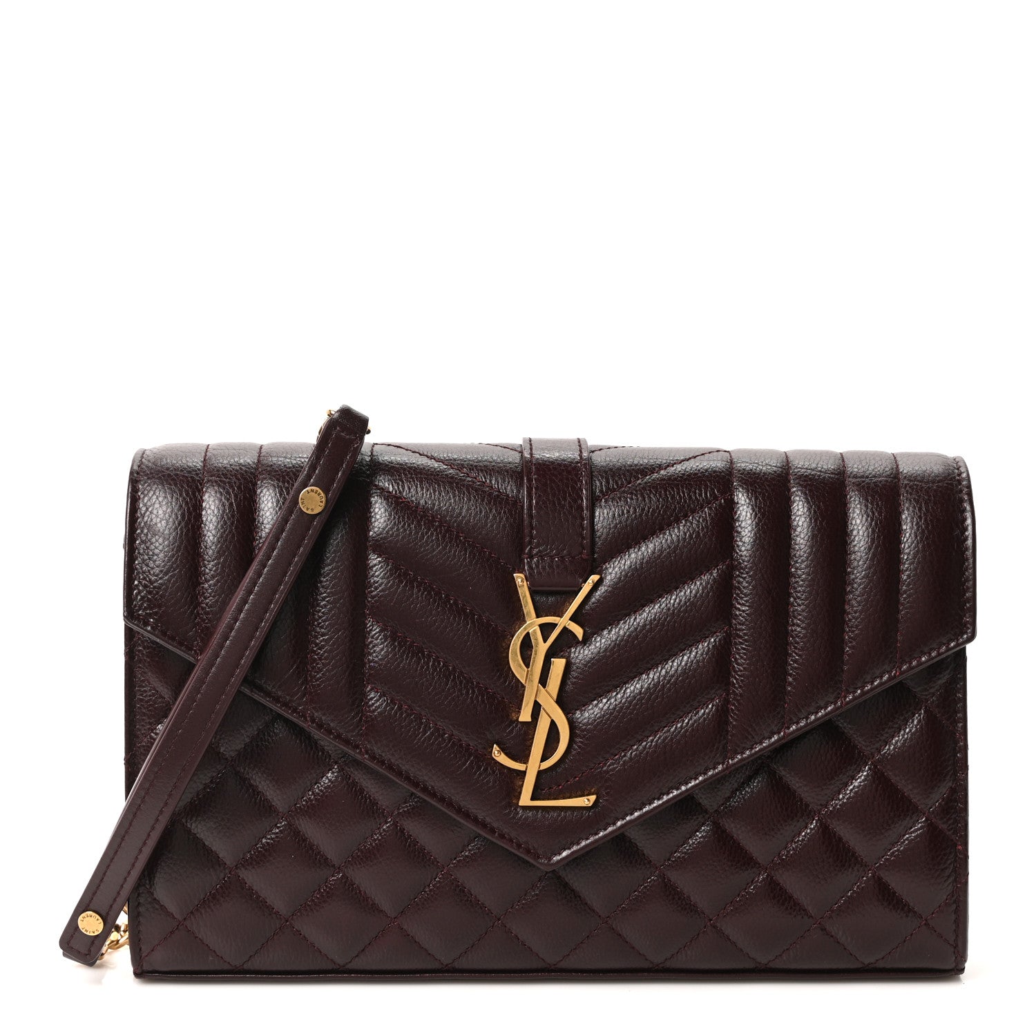 Saint Laurent Grained Calfskin Mixed Matelasse Triquilt Monogram Chain Wallet Lava Falls 1 of 17