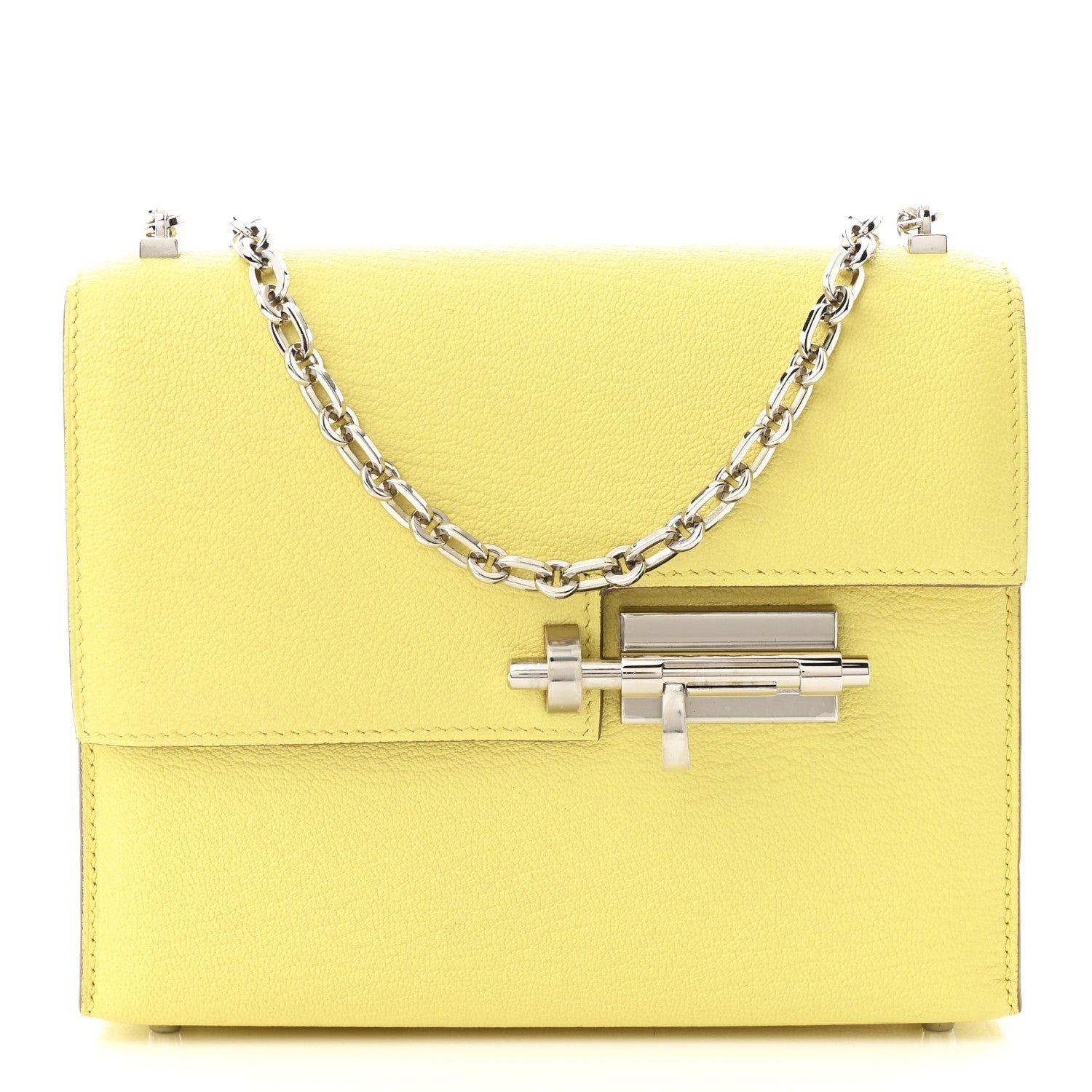 Hermes Chevre Mysore Mini Verrou Chaine Bag Limoncello 1 of 10