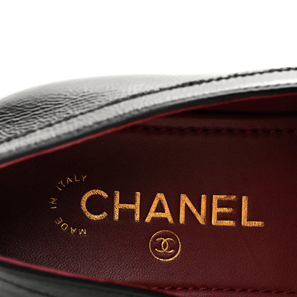 Chanel Crumpled Shiny Lambskin CC Mocassin Loafers 39 Black 8 of 10