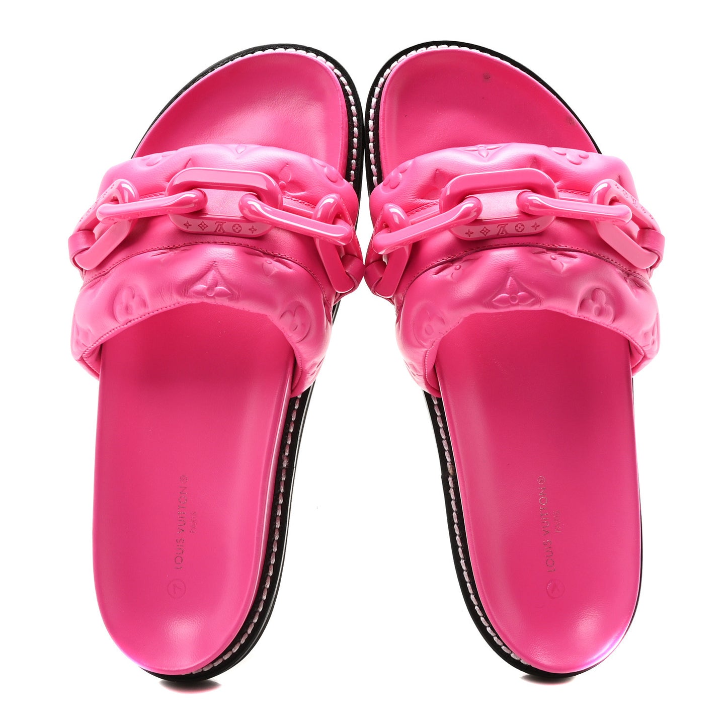 Calfskin Embossed Monogram Sunset Flat Comfort Mule 40 Rose Pop