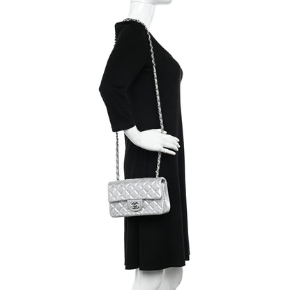 Chanel Metallic Lambskin Quilted Mini Rectangular Flap Silver 2 of 11