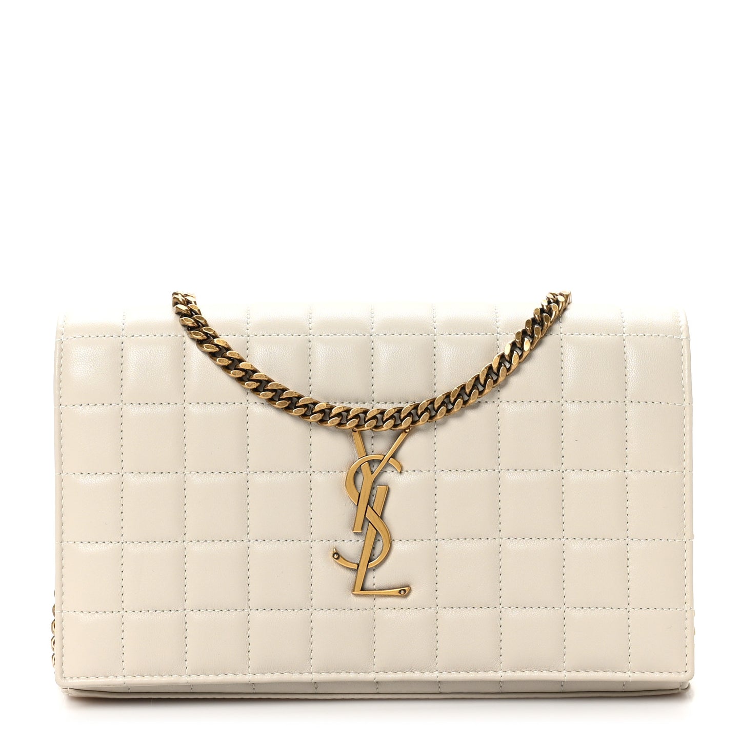 Lambskin Carre Quilted Cassandre Chain Wallet Blanc Vintage