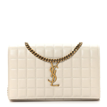 Saint Laurent Lambskin Carre Quilted Cassandre Chain Wallet Blanc Vintage 1 of 11