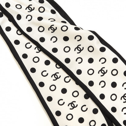 Chanel Silk CC Twilly Hair Tie Ivory Black 5 of 6