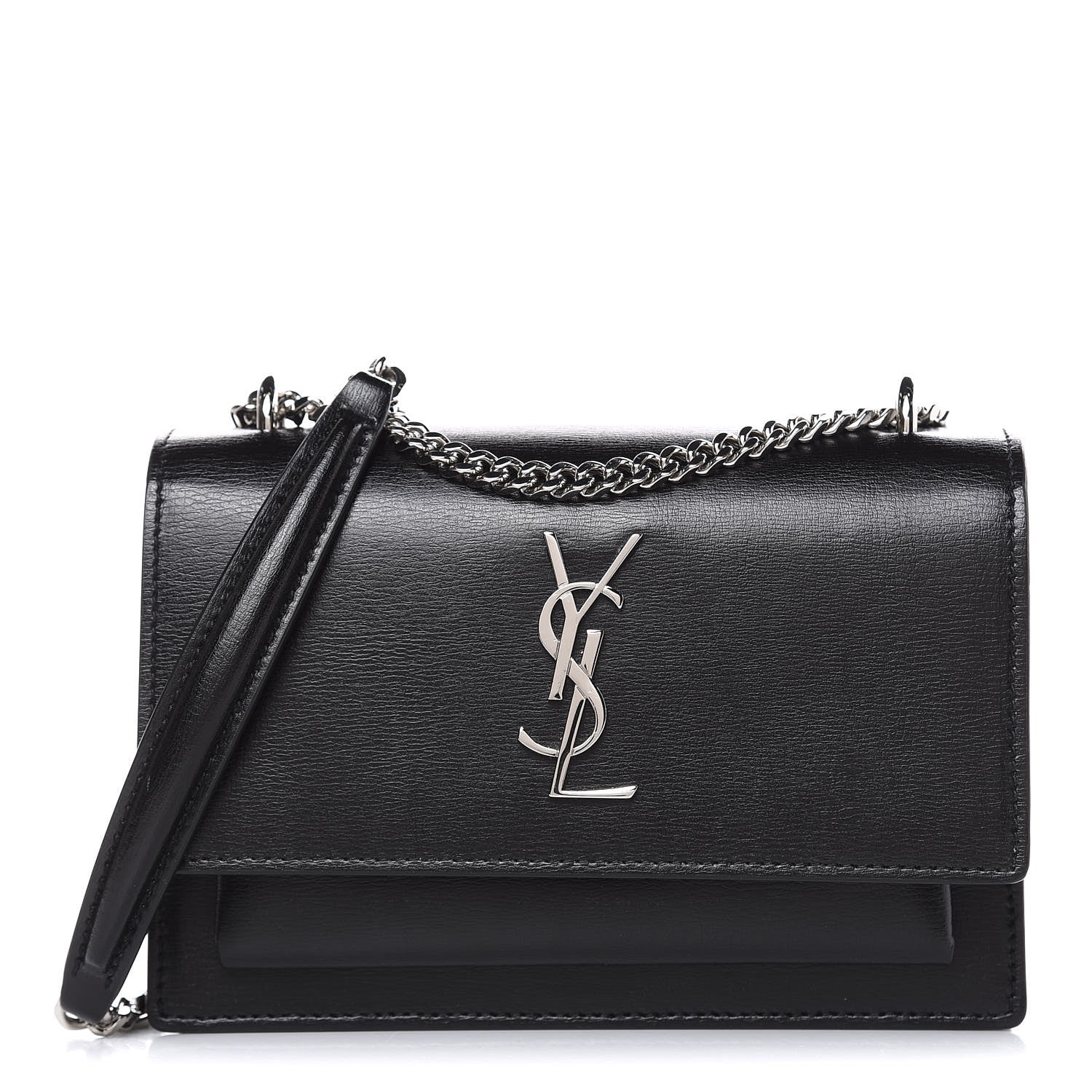 Saint Laurent Calfskin Monogram Sunset Chain Wallet Black 1 of 9