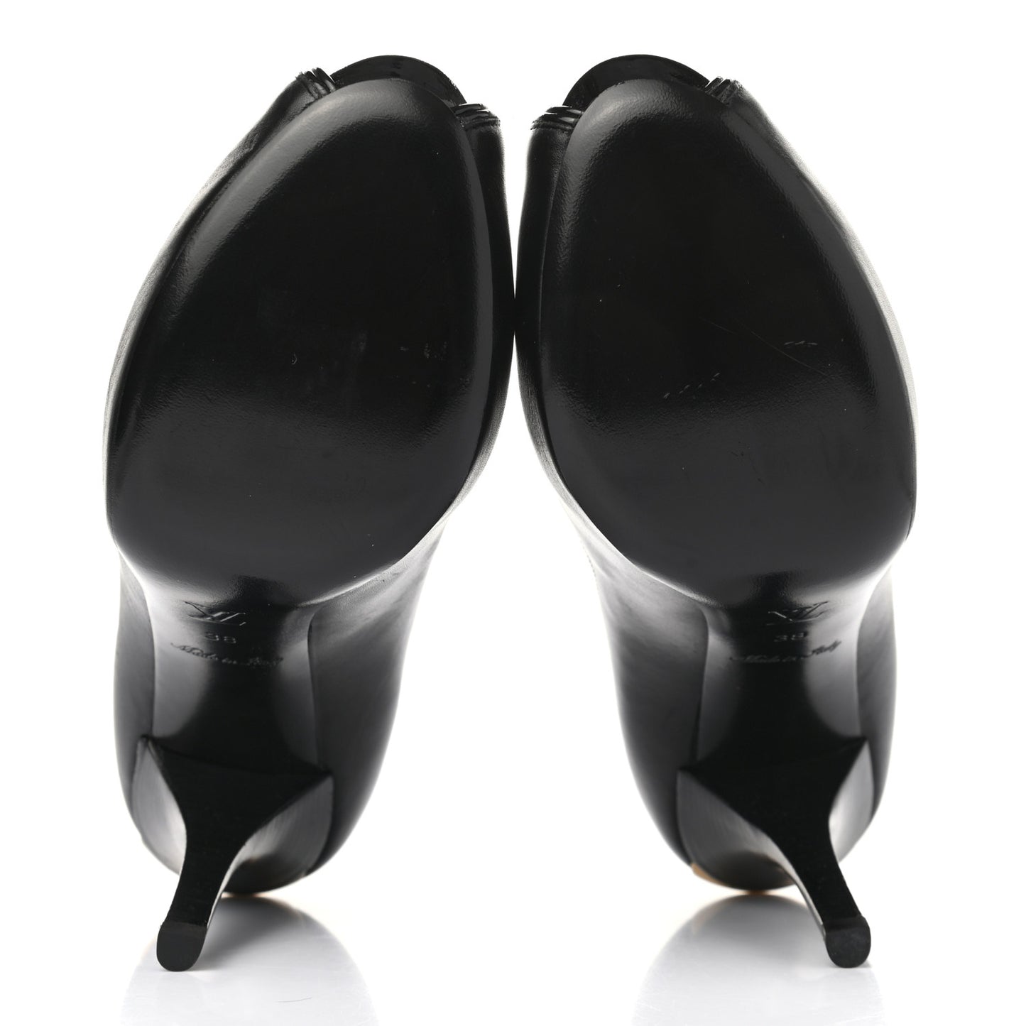 Calfskin Peep Toe Pumps 38 Black