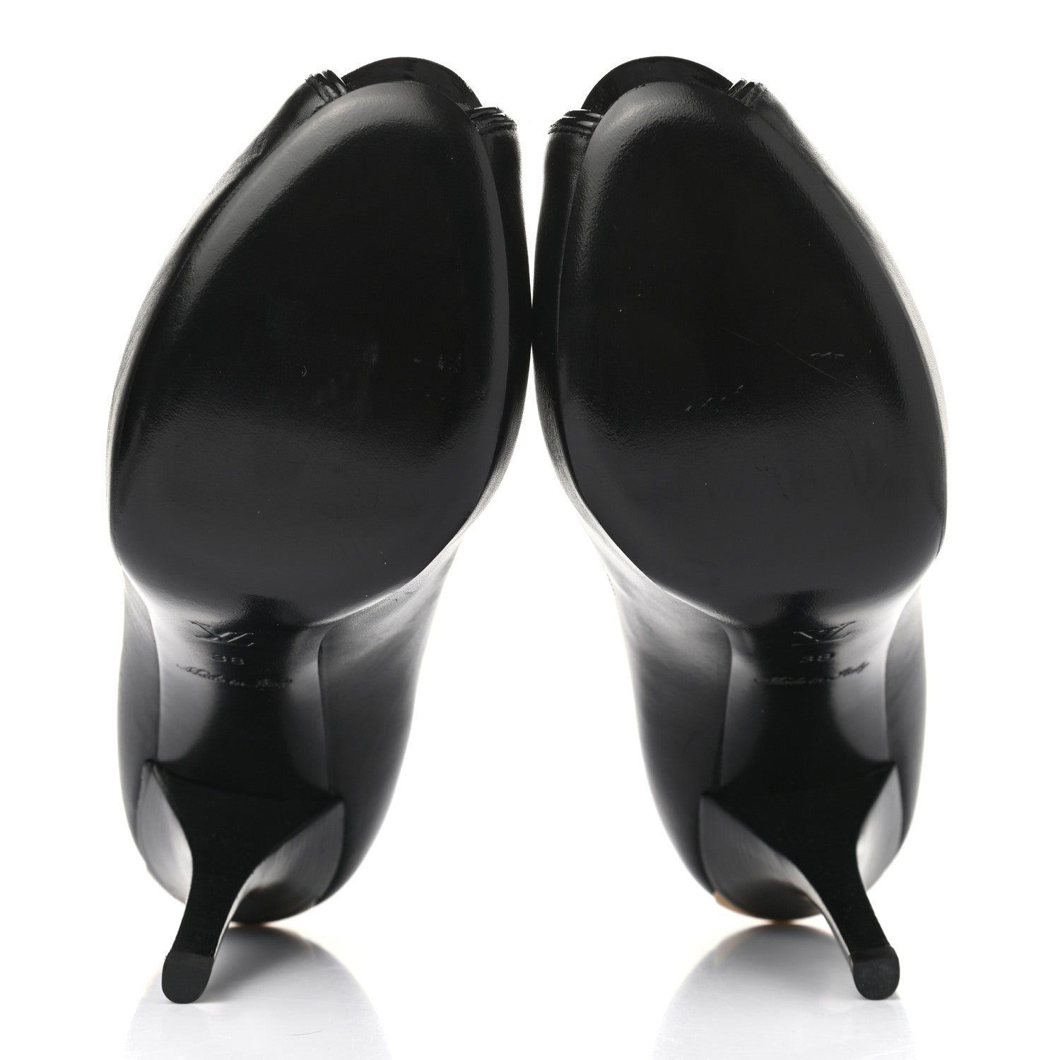 Louis Vuitton Calfskin Peep Toe Pumps 38 Black 5 of 8