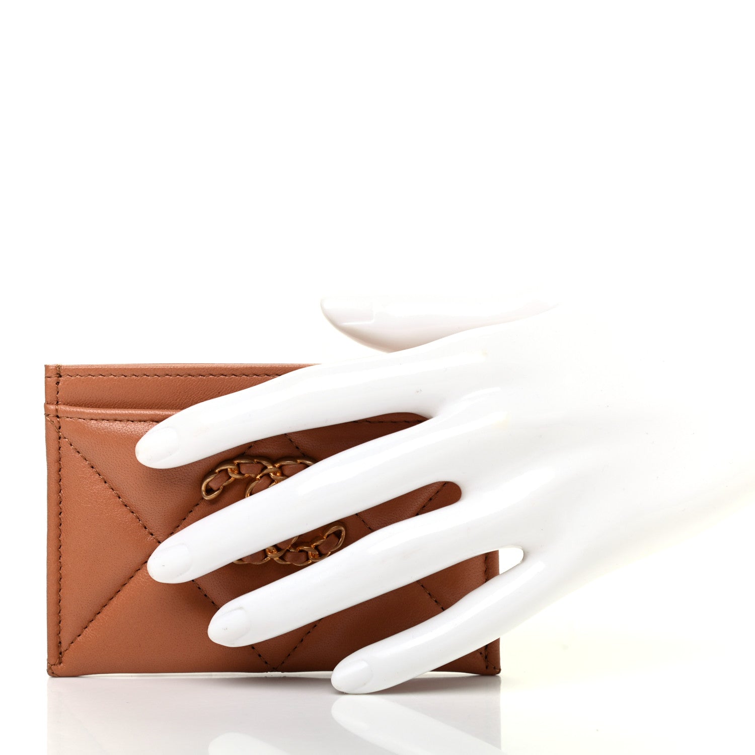 Chanel Lambskin Quilted Chanel 19 Card Holder Brown 2 of 8