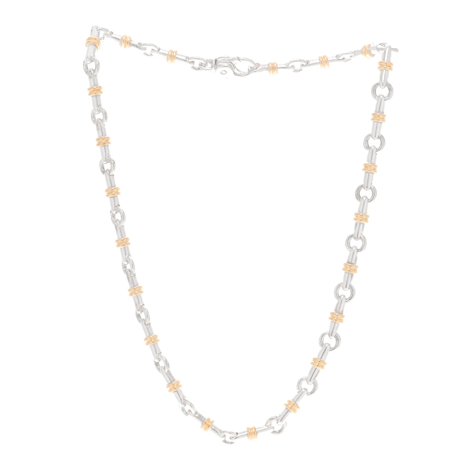 Tiffany Sterling Silver 18K Yellow Gold Bar Link Necklace 1 of 5