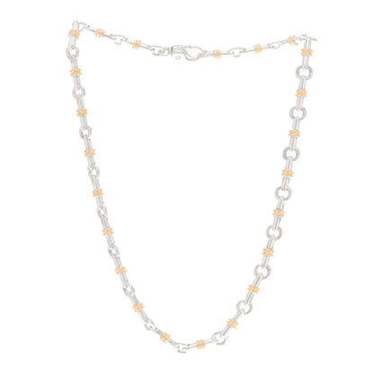 Tiffany Sterling Silver 18K Yellow Gold Bar Link Necklace 1 of 5
